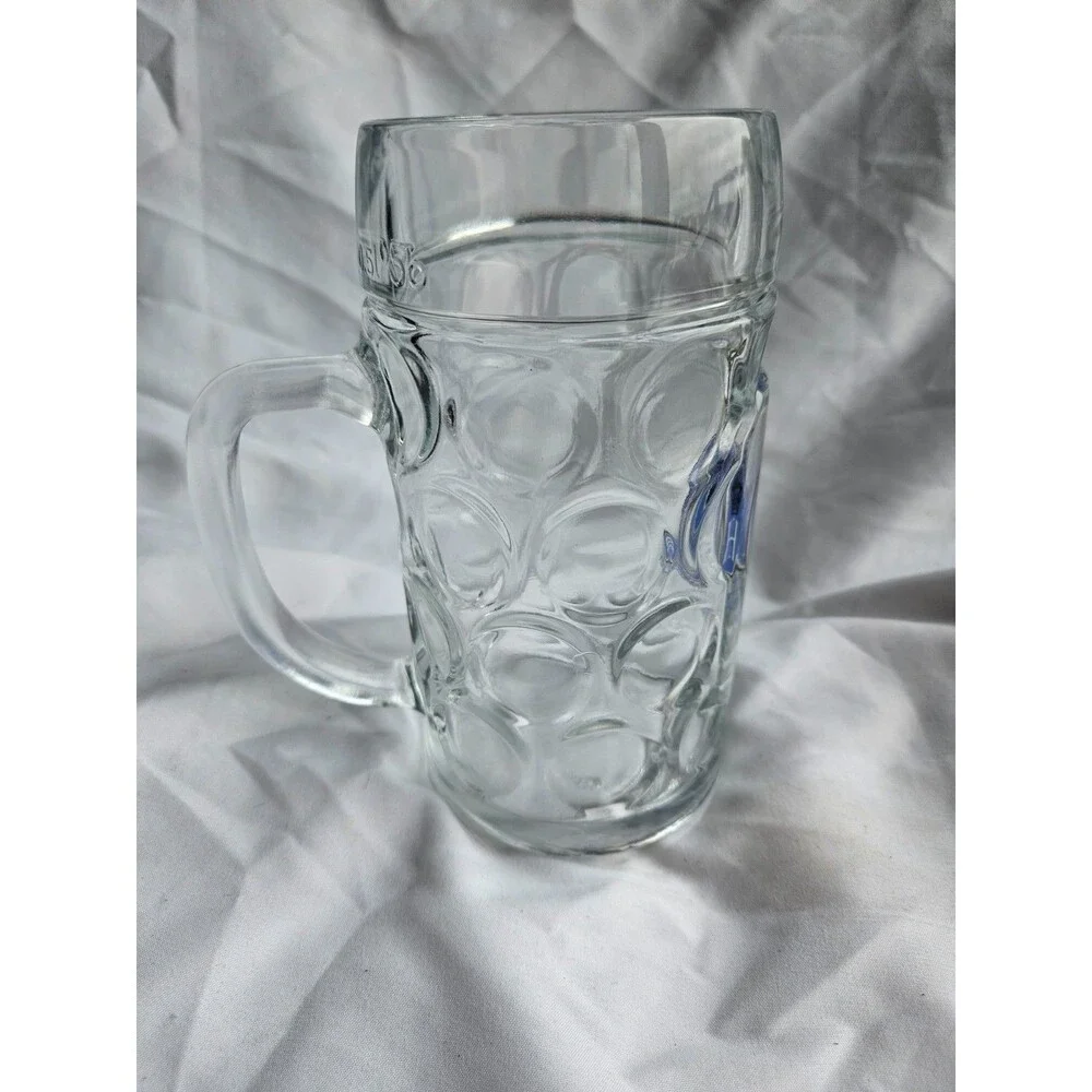 Large HB Hofbrauhaus Munchen 1L Dimpled Glass Beer‎ Stein Mug Heavy Thick